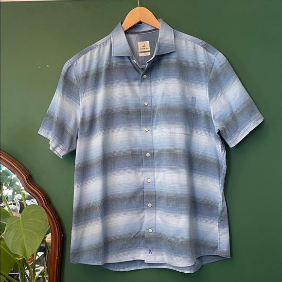 johnnie-O Hangin’ Out Blue Gradient Mens L Button-Down Shirt Coastal Beach Vibes - Picture 1 of 9